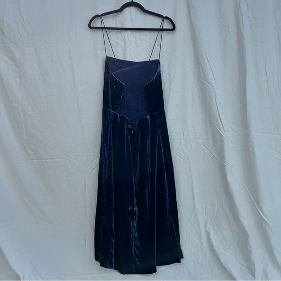 New Anthropologie Sapphire Winter Blue Strappy Velvet Slip Dress Size 14 - Picture 9 of 14